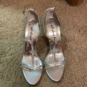 Silver rhinestone heels